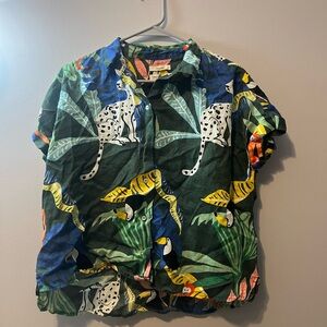 Colorful Jungle Print‎ Button-Up Shirt